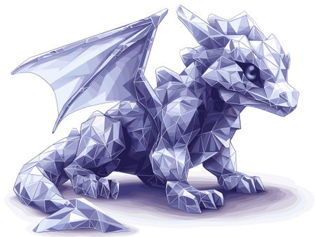Polygonal dragon isolated on a white background. Vector illustration.のイラスト素材