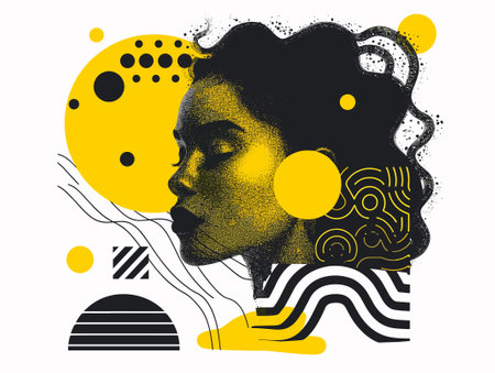 Portrait of a beautiful African American woman with curly hair. Vector illustration.