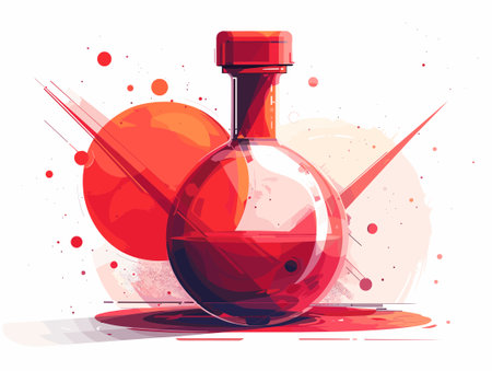Colorful vector illustration of a bottle of wine on a white backgroundのイラスト素材