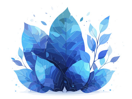 Illustration of blue leaves on a white background. Vector illustration.のイラスト素材
