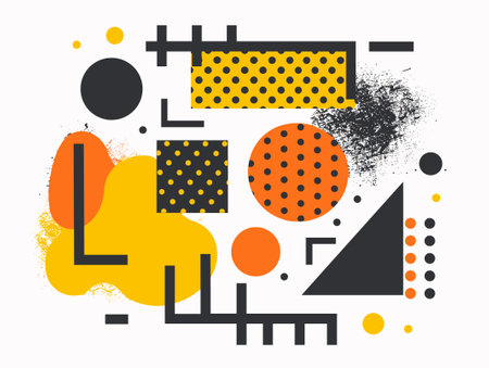 Abstract composition with geometric shapes and dots. Vector illustration in flat style.のイラスト素材