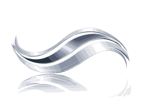 abstract silver ribbon on a white background, vector art illustration.のイラスト素材