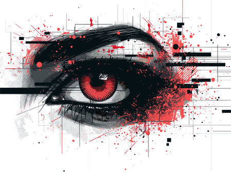 Eye of the devil in a grunge style. Vector illustration.のイラスト素材