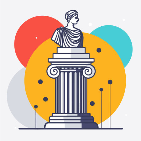 Statue of the Greek goddess Athena. Vector illustration in flat styleのイラスト素材