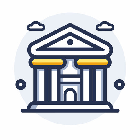 Bank building icon, vector illustration. Flat design style, pixel perfect, editable stroke.のイラスト素材