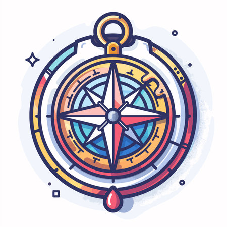 Compass icon in thin line style. Vector illustration on white background.のイラスト素材