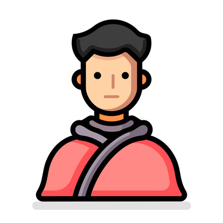 Vector illustration of a boy in a red jacket. Flat style.のイラスト素材