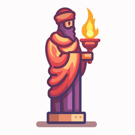 Statue of Jesus Christ with a burning candle. Vector illustration.のイラスト素材