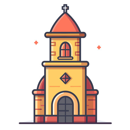 Church icon in flat line style. Vector illustration for web design and mobile app.のイラスト素材