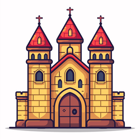 Cartoon church icon. Flat illustration of cartoon church icon for web designのイラスト素材