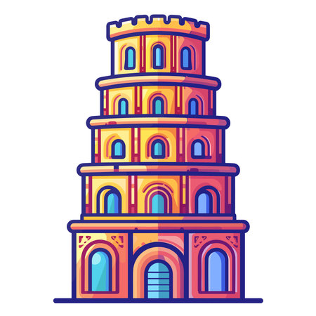 Colored vector illustration of the tower of Pisa, Italy.のイラスト素材