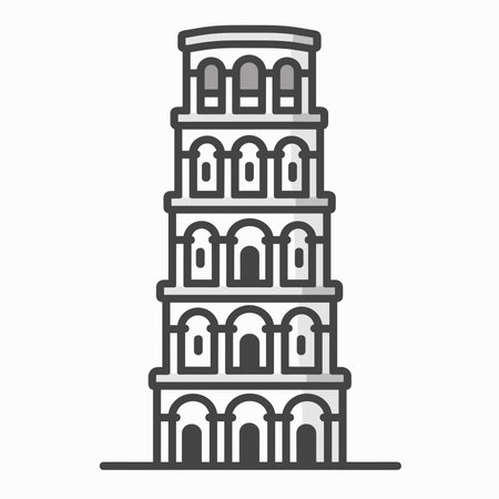 Pisa tower thin line icon. Italy vector landmark illustration isolated on white. Tower outline style design, designed for web and app. Eps 10のイラスト素材