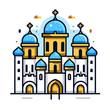 Church building icon. Vector illustration in thin line style. Religious architecture.のイラスト素材