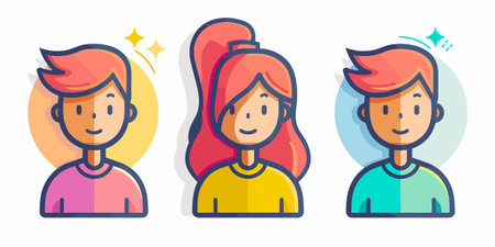 Set of avatars of people with different hairstyles. Vector illustration