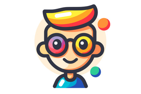 Cute cartoon boy with glasses. Vector illustration in a flat style.のイラスト素材