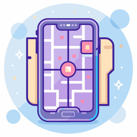 Smartphone map navigation icon. Vector illustration in flat design style.のイラスト素材
