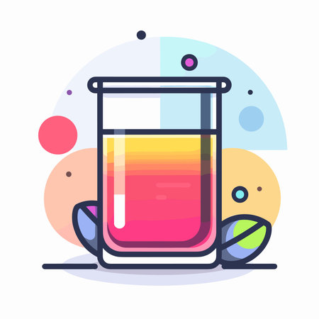 Cocktail color line icon. Vector illustration, flat design.のイラスト素材