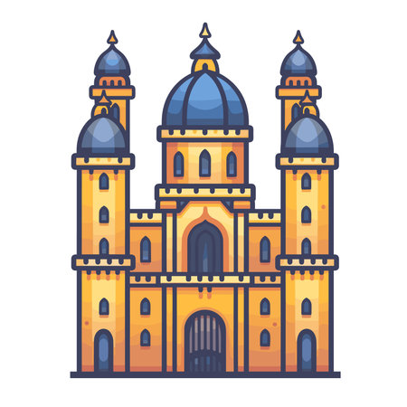 Church icon in cartoon style isolated on white background. Vector illustration.のイラスト素材