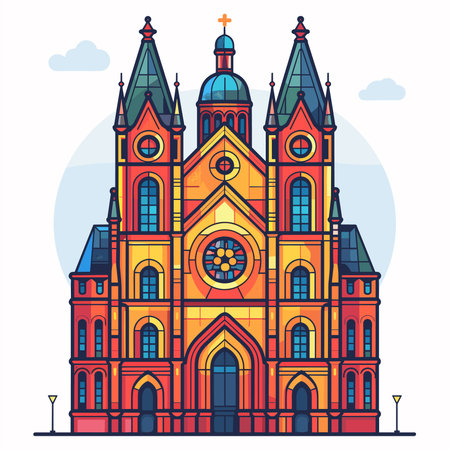 Church of St. Nicholas. Colorful vector illustration in flat style.のイラスト素材