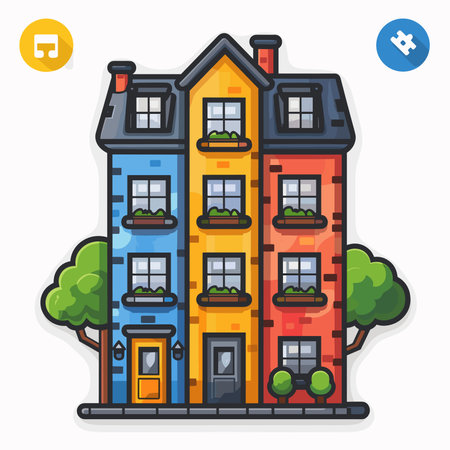 Colorful house icon in flat style. Vector illustration for your design.のイラスト素材