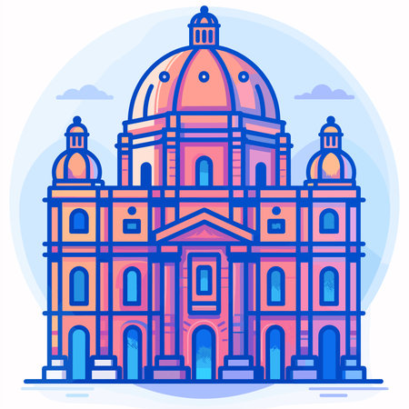 St. Stephen's Basilica in Budapest, Hungary. Vector illustrationのイラスト素材