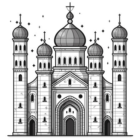 Cathedral of the Assumption of the Blessed Virgin Mary. Vector illustration.のイラスト素材