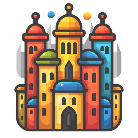 Cartoon illustration of mosque. Colorful vector icon for web designのイラスト素材