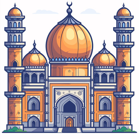 Taj Mahal in Agra, Uttar Pradesh, India. Vector illustrationのイラスト素材