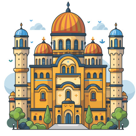 Cathedral of the Assumption of the Blessed Virgin Mary. Vector illustrationのイラスト素材