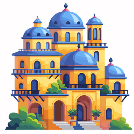 Cartoon castle icon. Flat illustration of cartoon castle icon for web designのイラスト素材