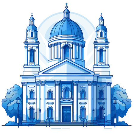 Saint Nicholas Cathedral in the city of Helsinki, Finland. Vector illustration.のイラスト素材