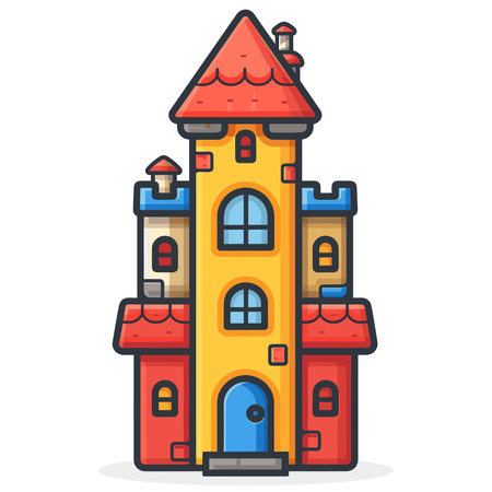 Cartoon castle. Colorful vector illustration isolated on white background.のイラスト素材