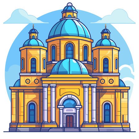 Orthodox church. Vector illustration in cartoon style on white background.のイラスト素材
