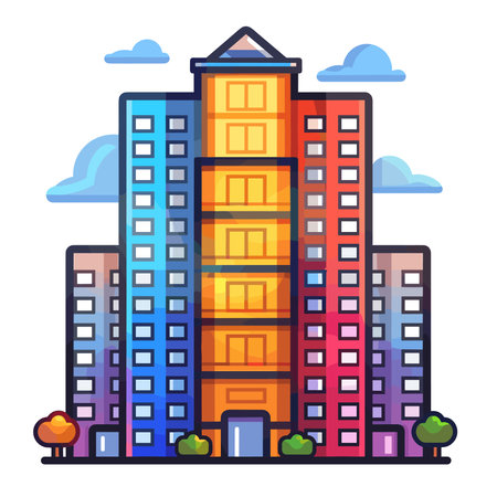 City buildings. Urban architecture. Vector illustration in flat cartoon style.のイラスト素材