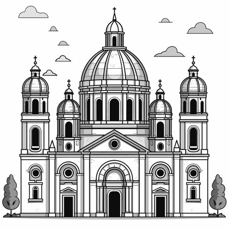 Basilica di Santa Maria del Fiore in Florence, Italyのイラスト素材