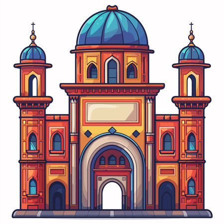 Illustration of the catholic church. Vector illustration in cartoon style.のイラスト素材