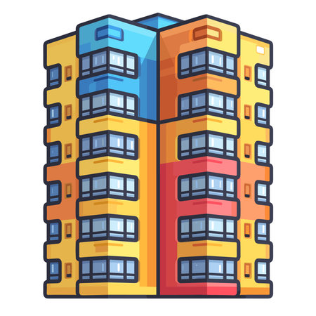 Building icon. Cartoon illustration of building vector icon for web design isolated on white backgroundのイラスト素材