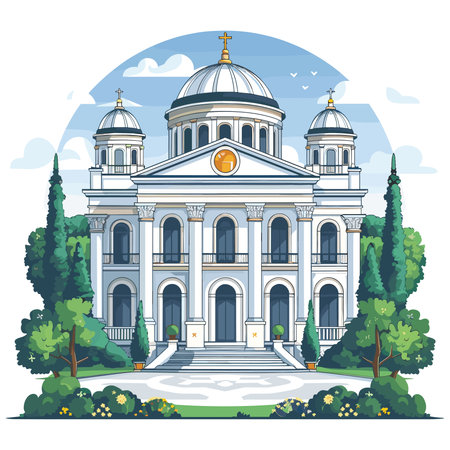 Church icon in flat style. Church vector illustration on white isolated background.のイラスト素材