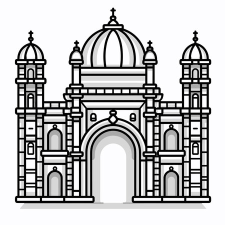 Church building icon. Cartoon illustration of church building vector icon for webのイラスト素材