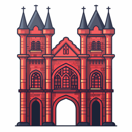 Church building icon. Cartoon illustration of church building vector icon for webのイラスト素材