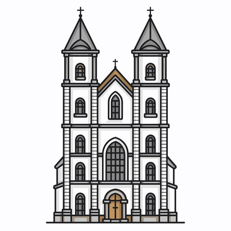 Church icon. Church building architecture and landmark theme. Isolated design. Vector illustrationのイラスト素材