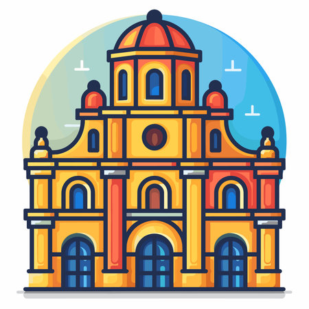 Cartoon vector illustration of catholic church building. Religious architecture.のイラスト素材