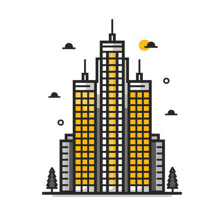 Skyscraper building icon. Flat illustration of skyscraper building icon for web designのイラスト素材