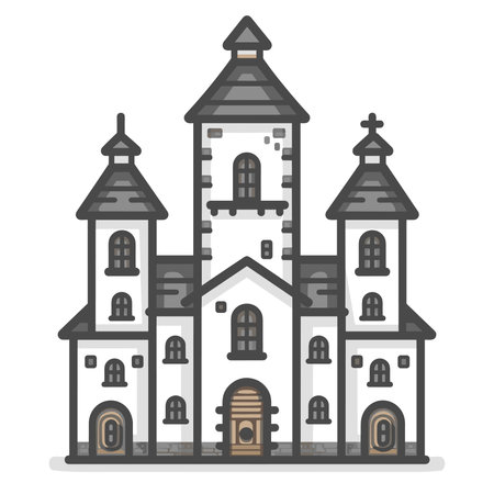 Church icon. Cartoon illustration of church icon for web design isolated on white backgroundのイラスト素材