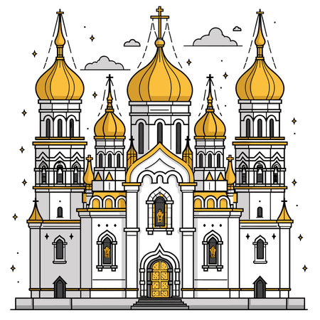 Church of the Intercession of the Blessed Virgin Mary in Moscow, Russiaのイラスト素材