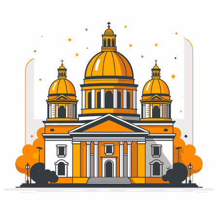Flat design vector illustration of St. Alexander Nevsky Cathedral in Sofia, Bulgaria.のイラスト素材