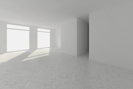clear room with parquet 3d interiorの写真素材
