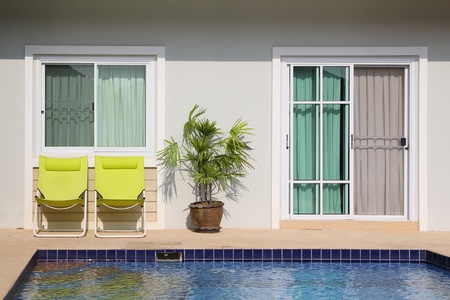 pool area in modern cottageの写真素材