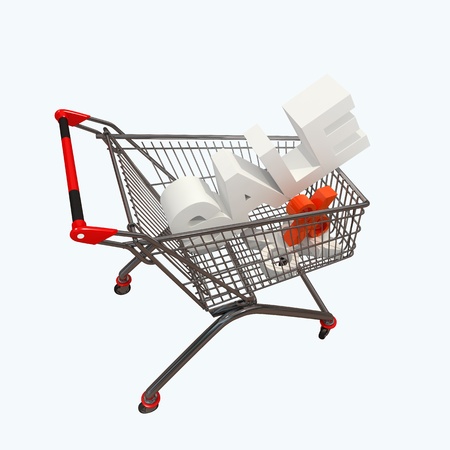 shopping cart in 3d sales conceptの写真素材