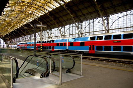 railwaystation with trainのeditorial素材